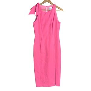 Milly Pink Sleeveless Bow Shoulder Sheath Dress Size‎ 4 Cocktail Wedding Guest